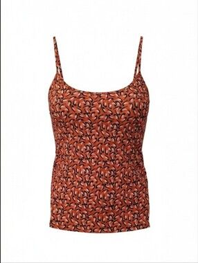 Tranquillo Organic Cotton Burnt Orange Tank Top Blue Cream Graphic women's Large